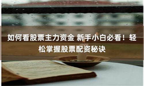 如何看股票主力资金 新手小白必看！轻松掌握股票配资秘诀